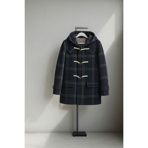 Manuel Ritz-Giaccone/Heavy Jacket Toggle Duffle Coat IT50/US40 Navy Plaid Hooded